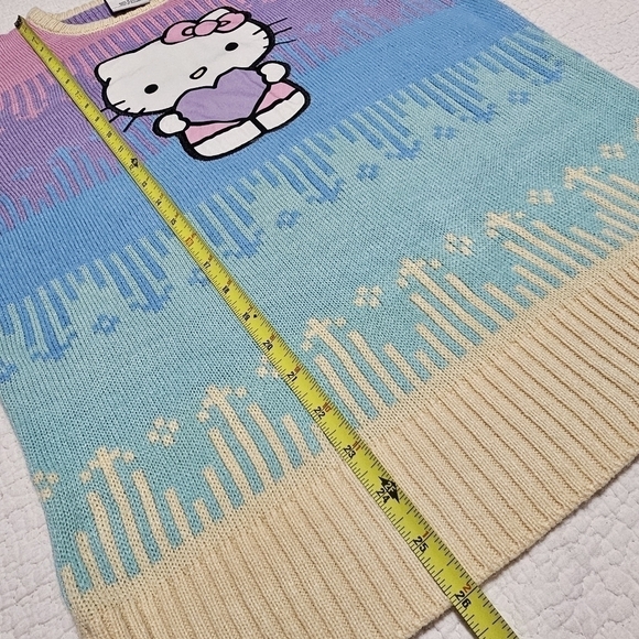 BoxLunch Hello Kitty Rainbow Pastel Drip Heart Sweater by Sanrio - Picture 7 of 9